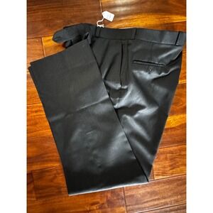 Cricketeer Mens Black 100% Wool Dress Pants Flat Front Straight Leg Waist 36 L34